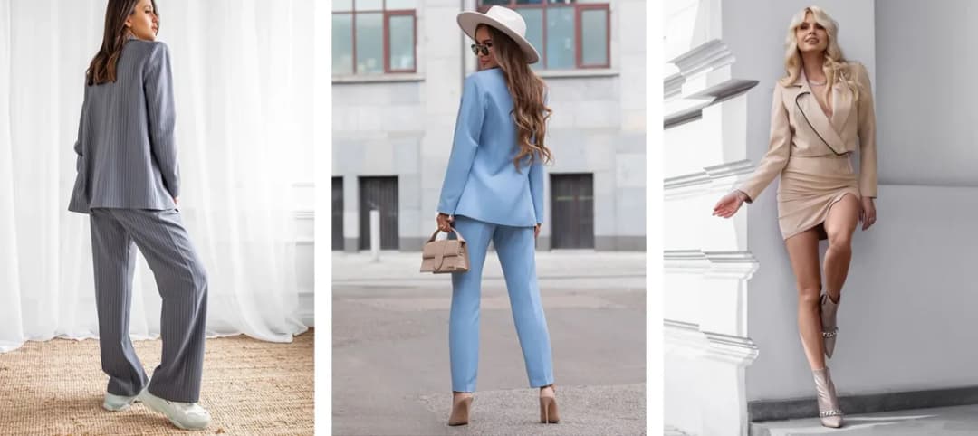 Błękitny garnitur damski stylizacje, które zachwycą na każdą okazję